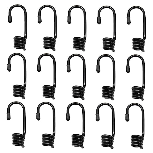 CEEYSEE 16 Pezzi Ganci a Spirale per Corda Elastica per Funi di Espansione con Diametro di 8 mm Ganci in Acciaio Plastificato per Auto,Barche,Camion, Moto, Biciclette,Teloni (Nero THG)