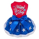 Happy 4th of July Dog Dress Outfit Patriotic Stars Dog Tulle Dress Independent Day Dogs Pet Doggie Apparel Clothes for Small Puppy Cats Girl