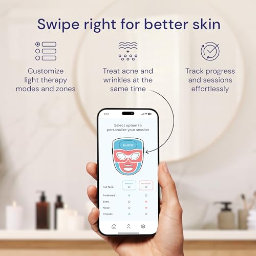 LED Face Mask Light Therapy for Acne & Anti-Aging Skincare | FDA-Cleared, Wireless & App-Controlled | Blue, Near-Infrared & Red Light Therapy Mask for Face - Lustre ClearSkin Renew Pro Facewear - Image 5