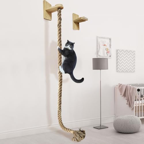 Wall-Mounted Cat Tree with Climbing Rope and Ladder