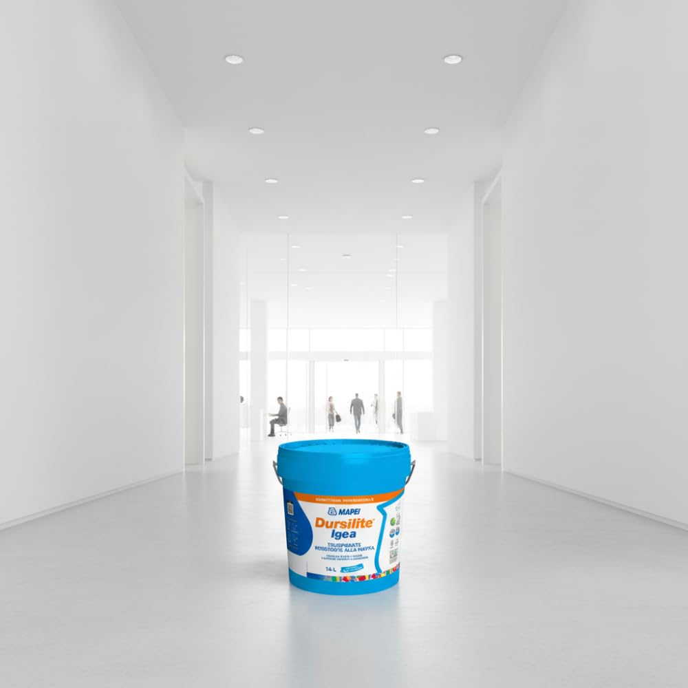 MAPEI Dursilite Igea, Idropittura Traspirante Antimuffa per Interni, Bianco, Resistente all'Umidità, Opaca, Lavabile, per Bagni e Cucine (14 Litri)