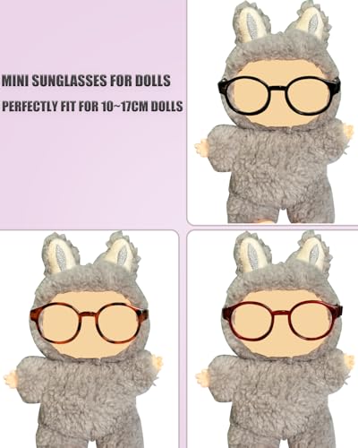 Lopau 3pcs Glasses for Labubu, Sunglasses Accessories for Dolls of 3.94-6.69 Inch Figure, Doll Glasses Outfit (No Dolls)