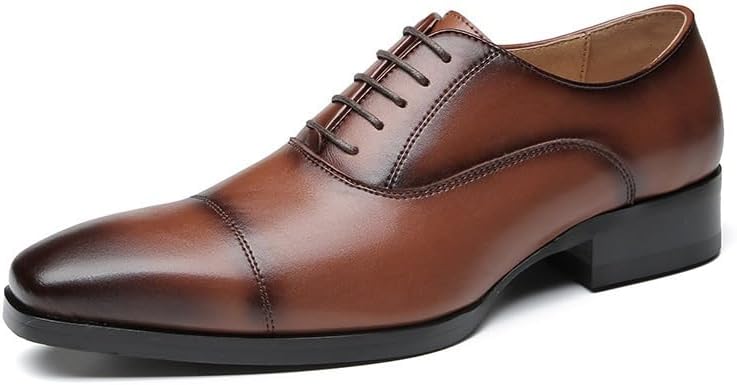 Men's Leather Shoes Formal Business Shoes Classic Lace-up Oxfords Wingtip Dress for Wedding Brown Black for Derby Shoe