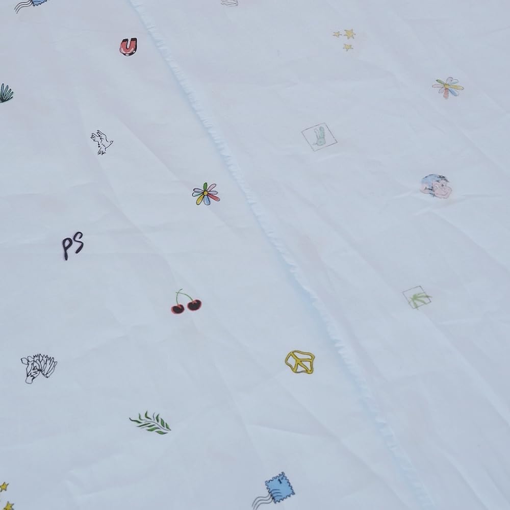 Hign Density Pure Cotton Fabric by The Yard, Light Blue Base Cartoon Print Cotton Apparel Fabric Made in Japan, 59 inches Width, Suitable for Fashion Dress, Shirt, Skirt, Quilting and Crafting