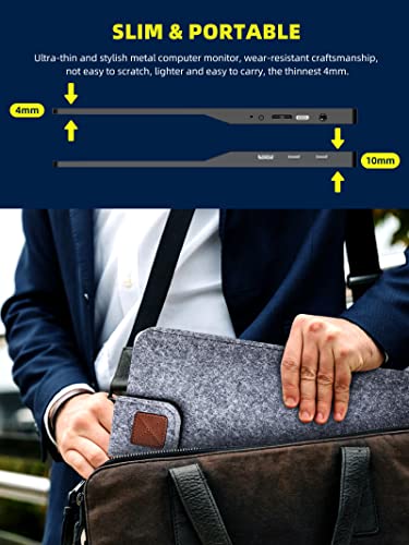 Image of Portable Monitor 1080P, FHD 14 inch IPS Monitors Screen with Type-C /USB C /HDMI, Dual Built-in Speaker, Eye Care Gaming Portable Monitor Second Screen for Laptop /PC /Mac /Phone /Computer