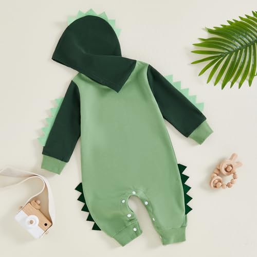 Newborn Baby Boys Rompers Hoodies Dinosaur Cartoon Infant Baby Toddler Onesie Jumpsuit Outfits Unisex Clothes3