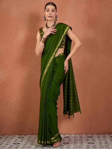 Image of AKHILAM Women's Kanjivaram Woven Soft Silk Saree With Blouse Piece