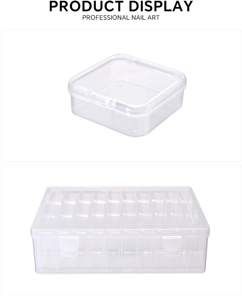 30Pcs Clear Plastic Bead Organizer Box with Hinged Lids Compartments Jewelry Storage Containers for Beading Rhinestones DIY Nail Decoration Small Parts Organizer Portable Craft Supply Case