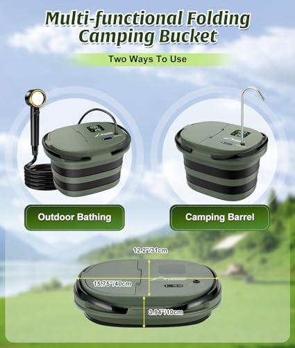 Ducha portátil WADEO para camping con cubeta de 20L y batería recargable de 13000mAh miniatura 3