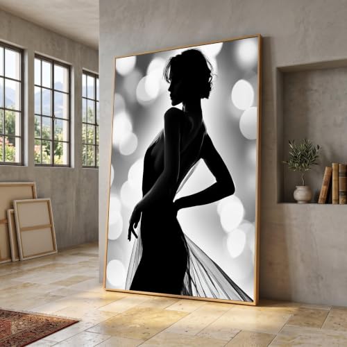 Lienzo de silueta femenina TONGYINLI, arte sofisticado en blanco y negro para decoración chic