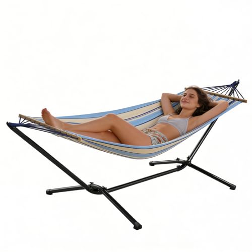 HÄNGEMATTE mit Gestell 100 kg mit Tragetasche Camping mobil Hängeliege Stoffmatte mit Stäben
