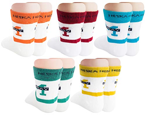 Image of Neska Moda Boys & Girls Pack of 5 Pairs Terry Cotton Ankle Socks (White,Blue,Red,Orange) -SK810