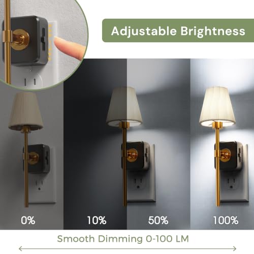 Image of L LOHAS LED Night Lights Plug into Wall, 2 Pack Pleated Fabric Cover Night Light, 5000K Daylight with 0-100LM Dimmable Night-light, Dusk to Dawn Sensor Vintage Nightlight for Bedroom Living Room