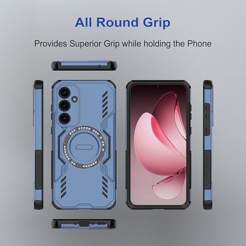 Image of amazon basics Back Case Cover for Samsung Galaxy A35 5G | Magnetic Case with Built-in Metal Ring | Supports Mag-Safe Charger, Wallet & Car Mount | Shockproof Hybrid PC + TPU | Blue