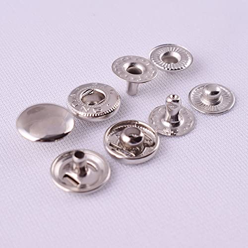 Noyin Metal Leather Snap Buttons - 12Mm Spring Snap Fasteners Kit Press Studs Clothing Snaps Button For Clothing Canvas Leather Craft Sewing 20Sets (Silver) #TOP6