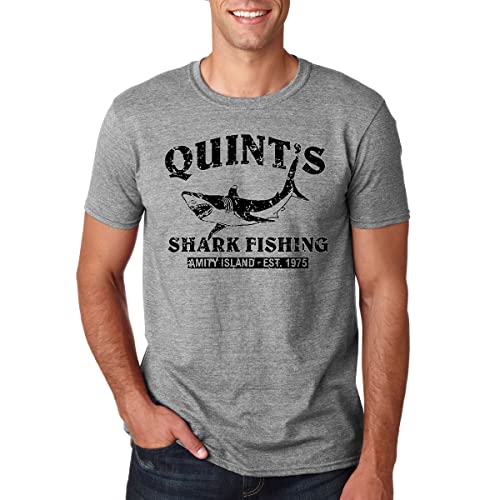 AW Fashions Quints Shark Fishing - Hilarious Fishermans Tee for Jaws Fans - Mens T-Shirt (Sports Grey, XX-Large)