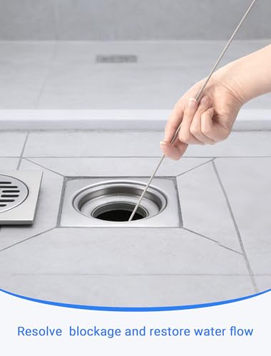 Image of Drain Cleaning Brush, 66 Inch Flexible Pipe Cleaner, 3 Straw Brush | 66 Inch Long Reach, Double Ended Nylon Bristles, Flexible Pipe Cleaning, Removes Hair & Debris, Includes 3 Straw Brushes