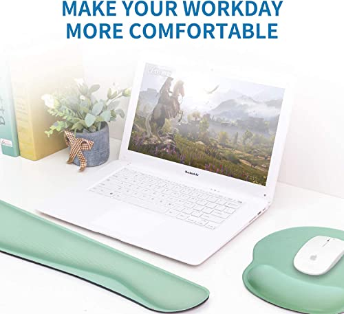 Aortdes Ergonomic Keyboard Mouse Pad Wrist Support Set - Anti-Slip Keyboard Mice Mat Wrist Rest For Laptop/Computer Gaming/Office - Durable & Comfortable For Easy Typing & Pain Relief(Kwrp-Green) #TOP6