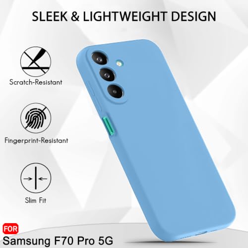 Image of TheGiftKart Genuine Liquid Silicone Back Cover Case for Samsung Galaxy F70 Pro 5G | Soft Micro-Fibre Lining Inside | Camera Protection Bump | Shockproof Back Cover Case (Silicone, Light Blue)