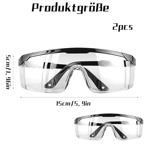 AMSNINK 2 Stück Schutzbrillen, schutzbrille arbeitsschutzbrille, schutzbrille staubdicht, sicherheitsbrille, uv schutzbrillen, fahrradbrille für brillenträger, Für Labore, Radfahren Unter Anderem