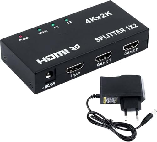 HDMI Splitter 1in2-Out, Support 4k x 2k 3D Full HD 1080P, Support...