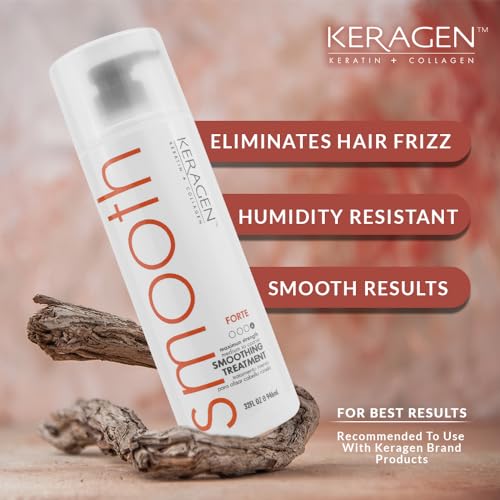 Keragen - Brazilian Smoothing Keratin Hair Treatment, Blowout Straightening System for Dry and Damaged Hair - Forte, Sulfate Free - Eliminates Curls and Frizz, Medium to Coarse Hair (32 Oz)
