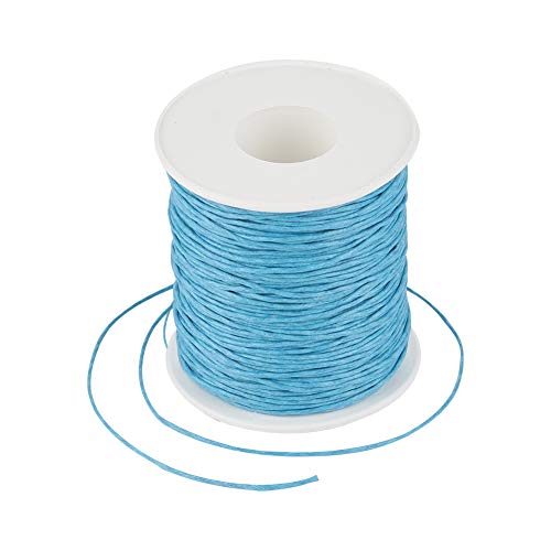 Cheriswelry 100 Yards 1mm Round Waxed Cotton Cords Sky Blue Jewelry Beading String Friendship Bracelet Cord Jewelry Crafting Ginger Macrame Threads with Spool for DIY Braided Necklace Making