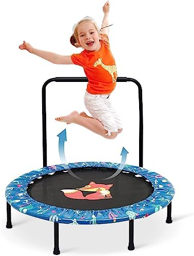 Mini Trampoline for Kids with Handle and Padded Cover, 36in Trampoline Foldable Fitness with Exercise Rebounder Jumper Safe Indoor or Outdoor Durable Toddler Trampoline Jump Sports