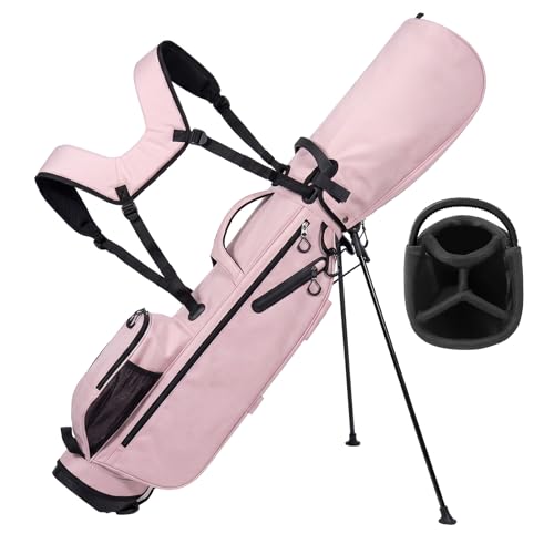 Full Choice Lightweight Golf Stand Bag, Durable 4 Way Full-Length Dividers with Dual Straps & Stand Golf Carry Bag,Pink