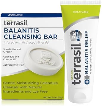 terrasil Balanitis Treatment 2-Product Kit Balanitis Cream + Daily Balanitis Soap Bar, Dermatalogist Tested 1.7 oz + 75gm bar