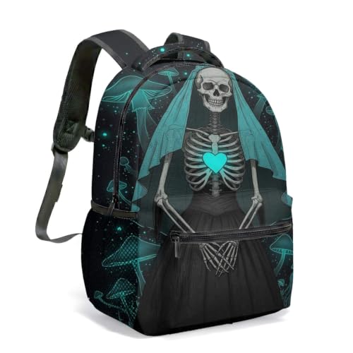 Mochila de calavera de hongo estrellado grande para estudiante casual y viajero