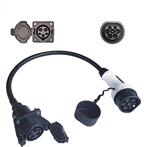 EV Adaptador Tipo 1 a Tipo 2 32A EV Conectar con la Estación de Carga EV Tipo 1 y los Vehículos Estándar Europeos Tipo 2 EV Cover