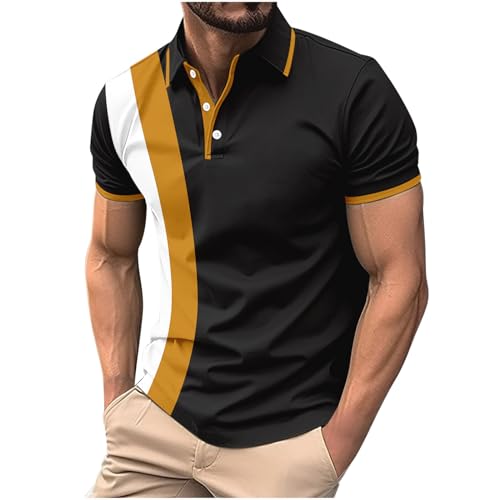 Image of AnnSemo Mens Polo Shirt Classic Fit Pique Collar Short Sleeve Polo T Shirt Breathable Quick Dry Golf Shirts Slim Fit Summer Tops Stretch Golf Tops Muscle Tshirts