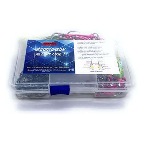 CAPT JAY FISHING Jigging Slow Pitch Vertical Jigging Tackle Lure Jigging Lures jigs- Accessories Stainless Ball Bearing Swivel, Jigging Split Ring,O Rings (Jigging Accessories Box, All in one) Cover