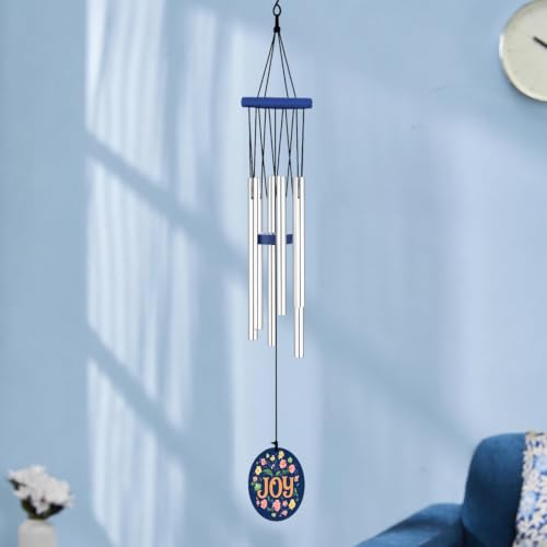 Image of Amazon Basics Handcrafted Designer Wind Chimes for Balcony & Home Decor | Soothing Sound | Metal Hanging Showpiece | Color: Silver | Material: Aluminum | Size: 65L x 9W x 9H cms