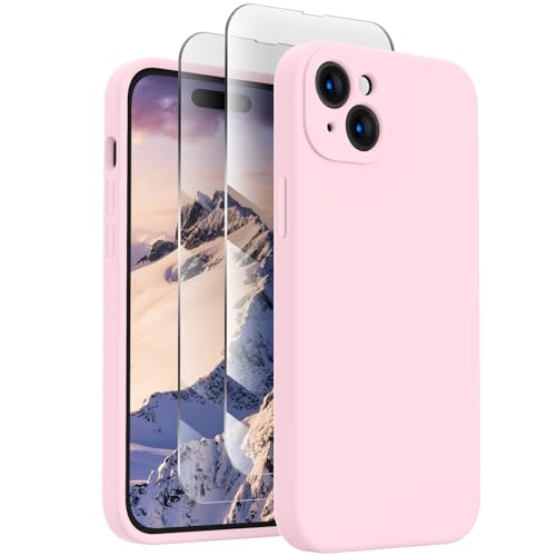 Image of FireNova Designed for iPhone 15 Case, Silicone Upgraded [Camera Protection] Phone Case, Soft Anti-Scratch Microfiber Lining Inside, 6.1 inch, Chalk Pink