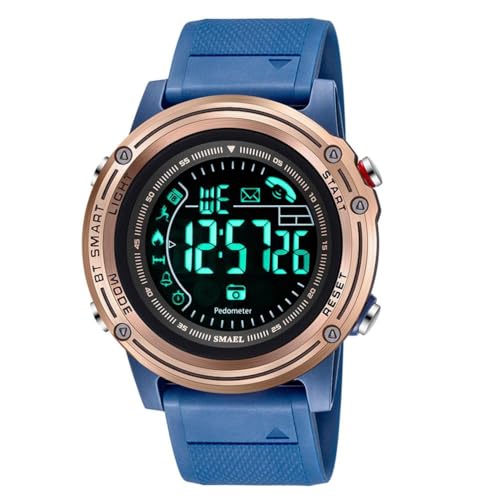 HFWXYSA Deportes De Los Relojes Digitales - 50 M Impermeable Deporte Reloj con Alarma Cronómetro, Color Negro Big Face Running Reloj De Pulsera,Azul