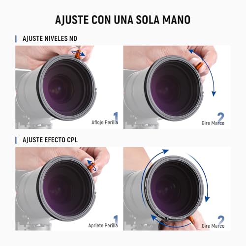NEEWER 67mm 3 en 1 Filtro ND Variable + CPL + Black Diffusion 1/4, ND2-32 (1-5 Pasos), Objetivo Cámara Densidad Neutra Polarizador Circular Multicapa HD Cristal Óptico Efecto Filtro con Estuche - imagen 8