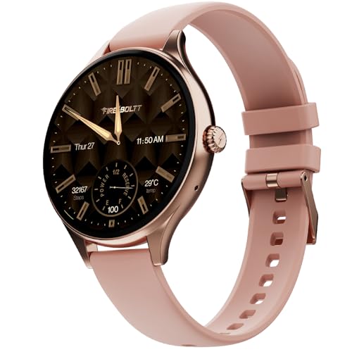 Fire-Boltt Phoenix Air Smart Watch 1.26” Round Display, Rotating Button, Wireless Charging, Ultra Lightweight Metal Body, Bluetooth Calling, Smartwatch with Silicone & Mesh Steel Straps Petal Pink view 1