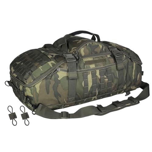 Image of Hannibal Tactical 55L Large Duffle Bag, 3-in-1 Tactical Backpack MOLLE Pack for Sports, Gym, Outdoor, US Woodland