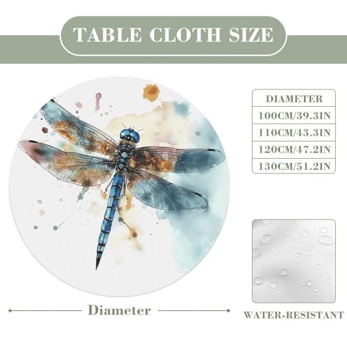 Nappe ronde élastique 130 cm libellule aquarelle imperméable - 4