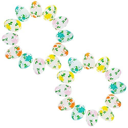 Fleurs sur œufs de Pâques en plastique blanc 5,7 cm : décoration suspendue de printemps - 5
