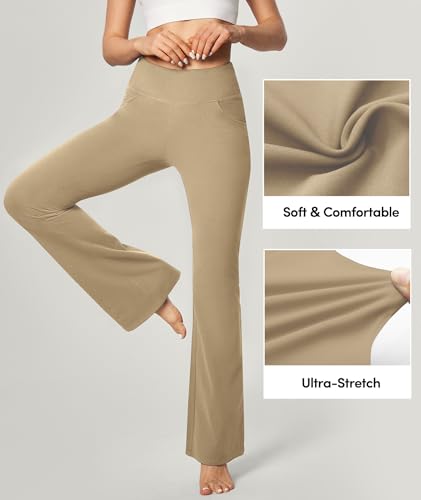 Image of Yoga Pants Women High Waist Workout Bootcut Flare Leggings with Pockets