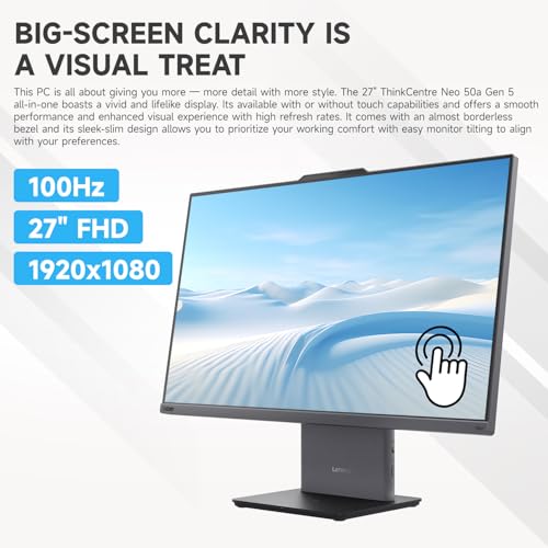 Image of Lenovo ThinkCentre Neo 50a All-in-One Business Desktop, 27 inch FHD 100Hz Touchscreen, Intel Core i7-13620H, 32GB DDR5, 1TB SSD, Webcam, HDMI, Wi-Fi 6, Wired KB & M, Win 11 Pro, Adata Flash Drive Bundle