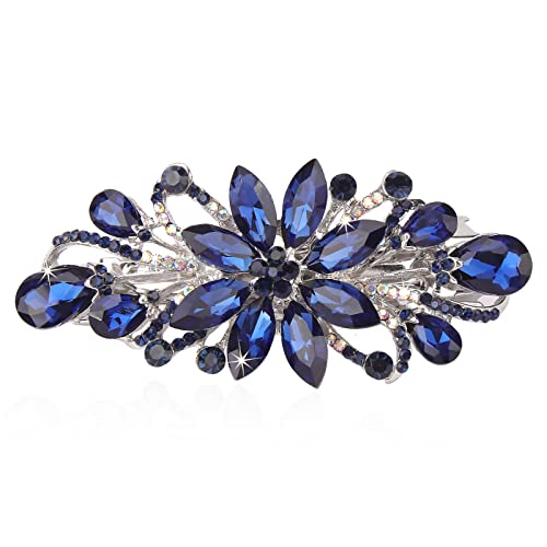 Wecoe Blue Rhinestone Hair Clip Hair Barrettes For Women Thin Hair Thick Hair Fancy Crystal Diamond Flower Hair Clips Hair Pins Wedding Hair Jewelry Hair Accessories Gifts For Women Girls #TOP19