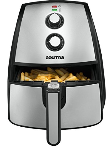 Gourmia GAF560 5 Quart Air Fryer - Oil Free Healthy Cooking - Adjustable Time and Temperature Dials - Removable Crisper Tray - Free Recipe Book Included