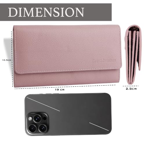 Image of Steve Jhonson Leather Wallet for Women - Mini Hand Purse with Card Holder - Women Stylish Clutch Purse - Cute Mini Ladies Wallet for Daily Use - Fancy Ladies Purse with Slim Design (Peach)