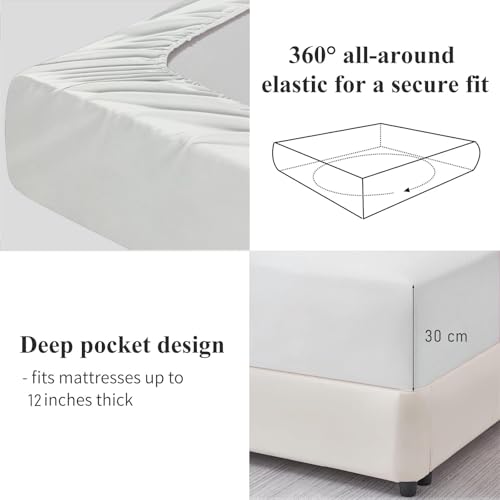 Drap housse en microfibre 180x200 cm blanc imprimé cheval pour grand matelas