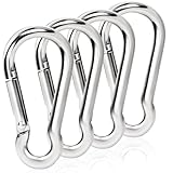 Flag Pole Ring Carabiner Clips, 4 Pcs 304 Stainless Steel M5 Keyring Keychain Clip Small Spring Snap Hooks, Replacement Flagpole Clip Hardware Accessories for Grommeted Flags