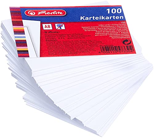 Herlitz Karteikarte A8 Blanko, Weiß, 1000 Stück